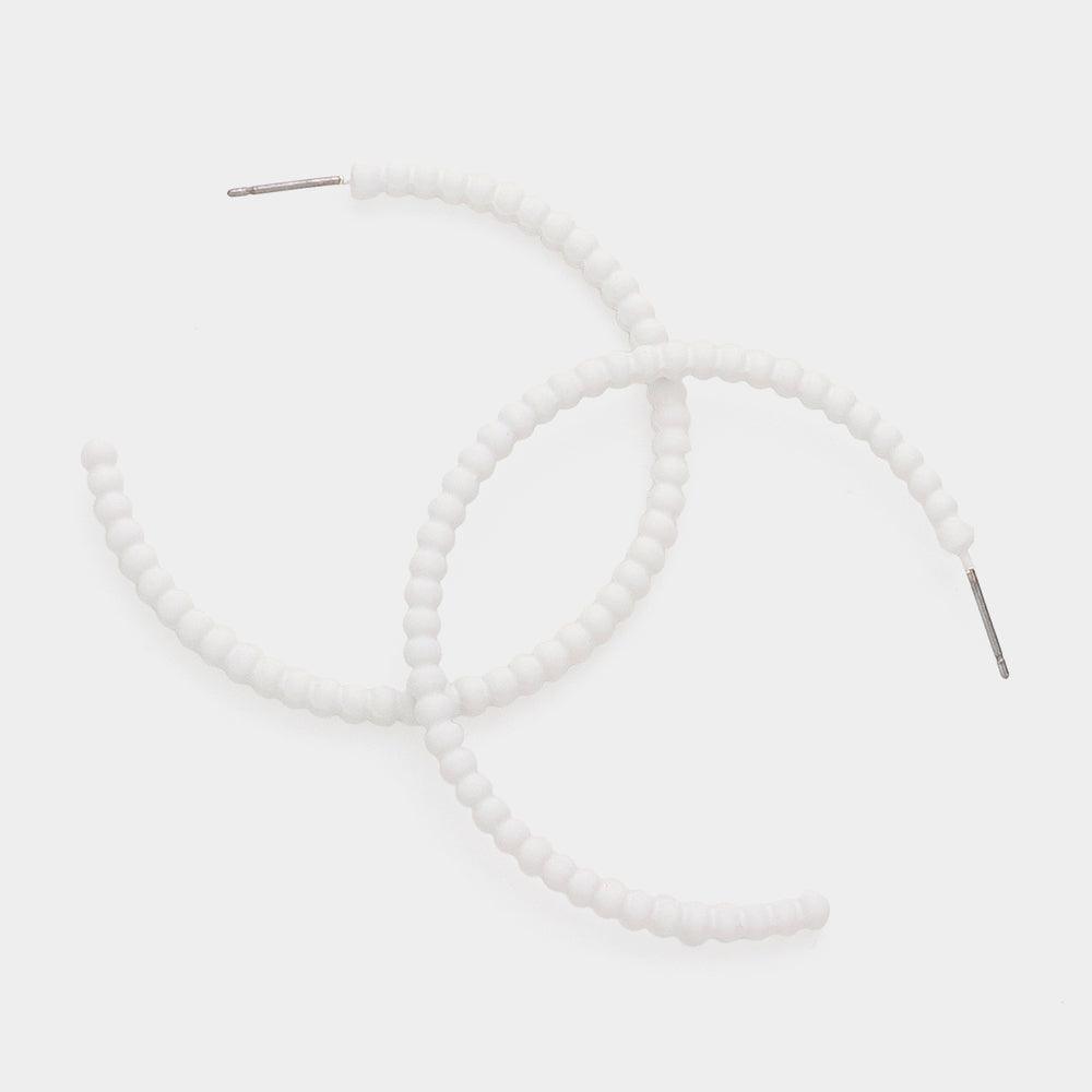 White Colored Bubble Hoop Earrings