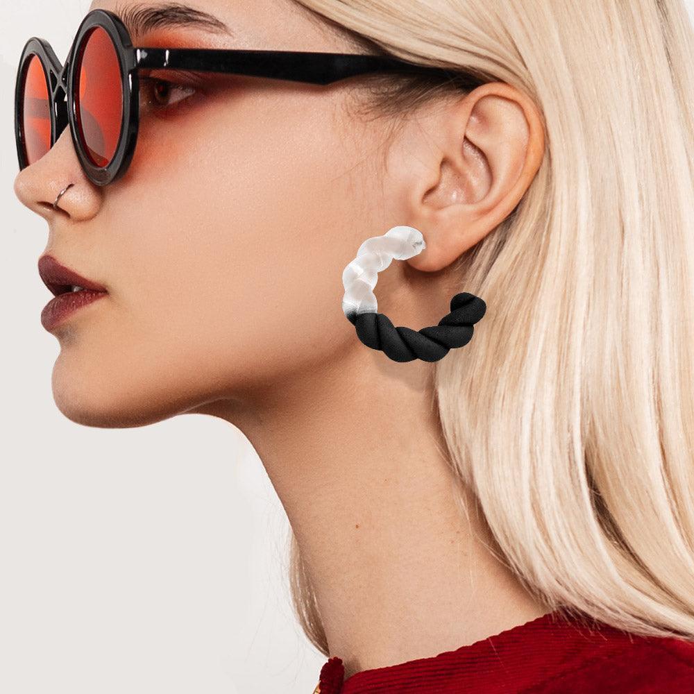 Black Braided Lucite Colored Hoop Earrings - Jewelry Store by Erik Rayo