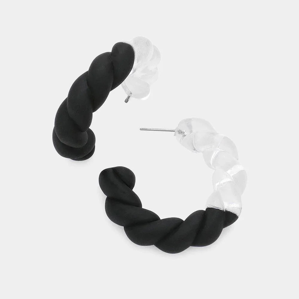 Black Braided Lucite Colored Hoop Earrings - Jewelry Store by Erik Rayo