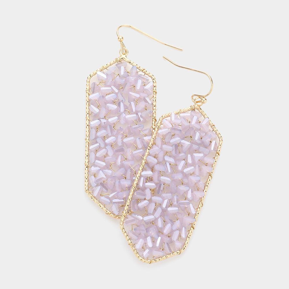 Lavender Bead Cluster Hexagon Dangle Earrings - Jewelry Store by Erik Rayo