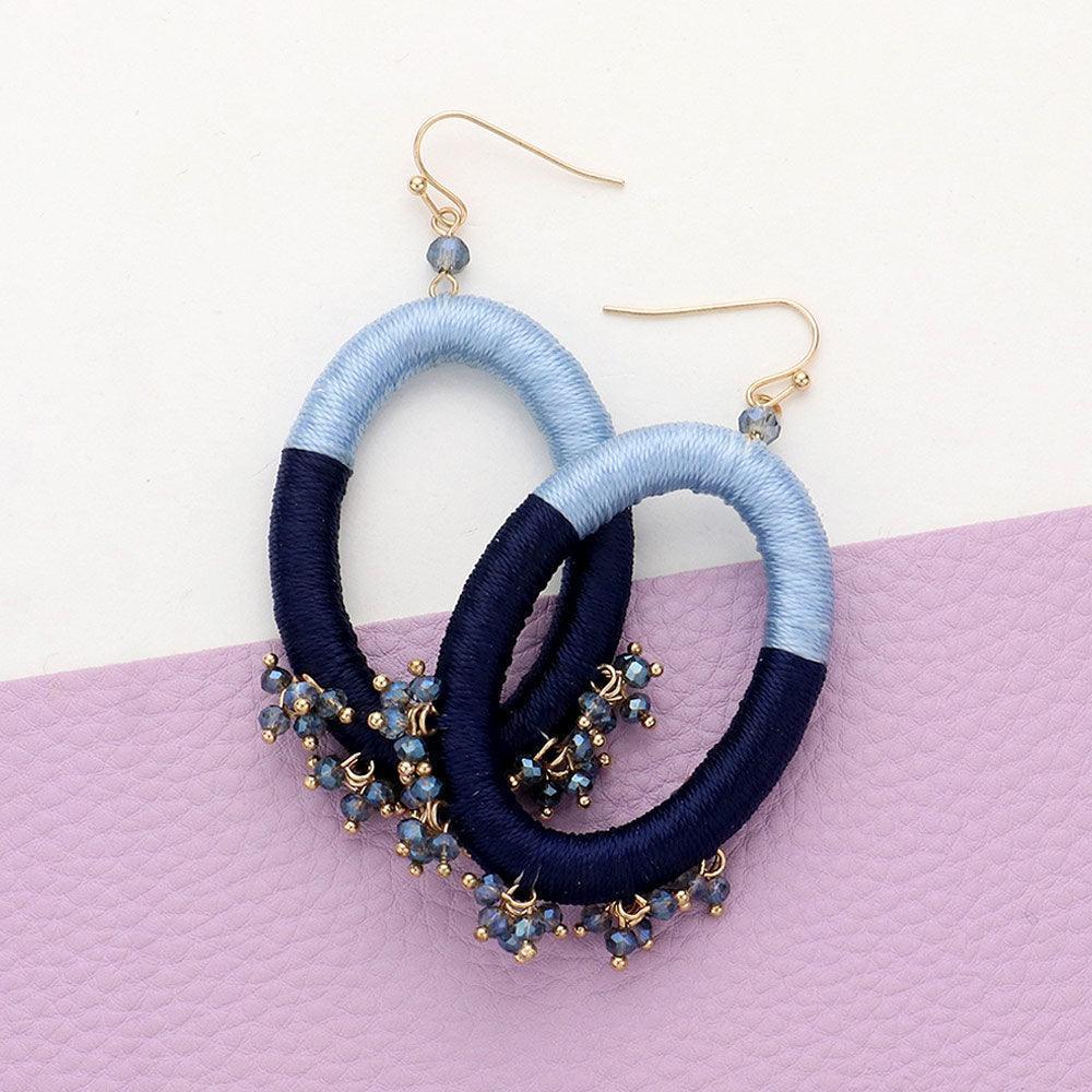 Thread Wrapped Open Oval Faceted Bead Cluster Dangle Earrings - Jewelry Store by Erik Rayo