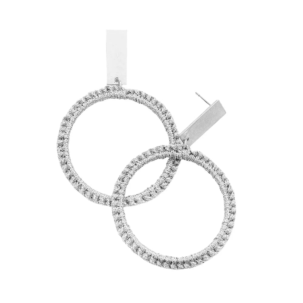 Silver Braided Twist Open Circle Earrings - Jewelry Store by Erik Rayo