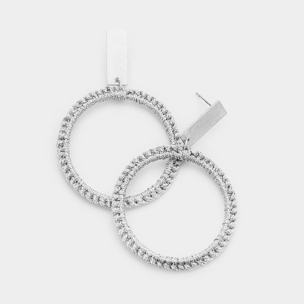 Silver Braided Twist Open Circle Earrings - Jewelry Store by Erik Rayo