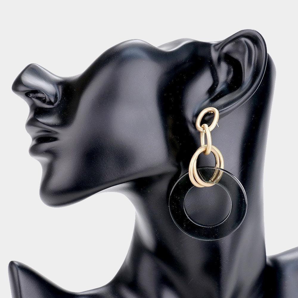 Gray Open Circle Link Drop Earrings - Jewelry Store by Erik Rayo