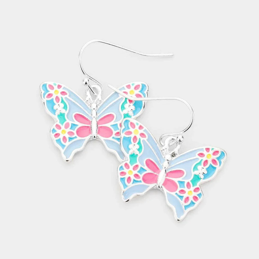 Enamel Butterfly Dangle Earrings - Jewelry Store by Erik Rayo