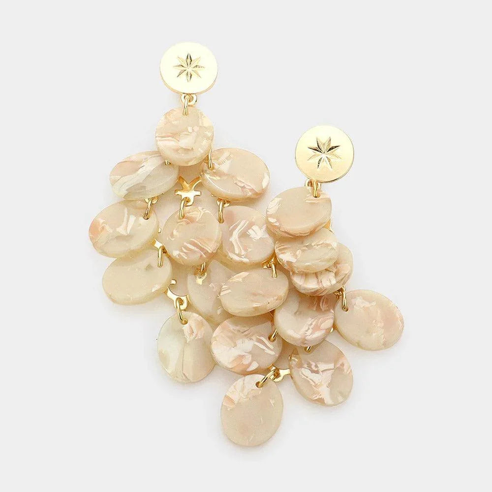 Patterned Resin Oval Cluster Vine Link Dangle Earrings - Jewelry Store by Erik Rayo