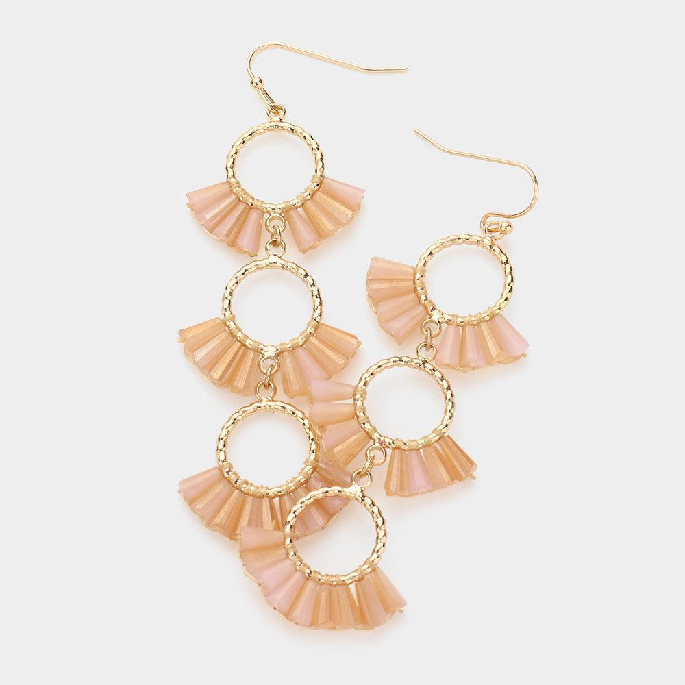 Beaded Triple Hoop Dropdown Dangle Earrings - Jewelry Store by Erik Rayo