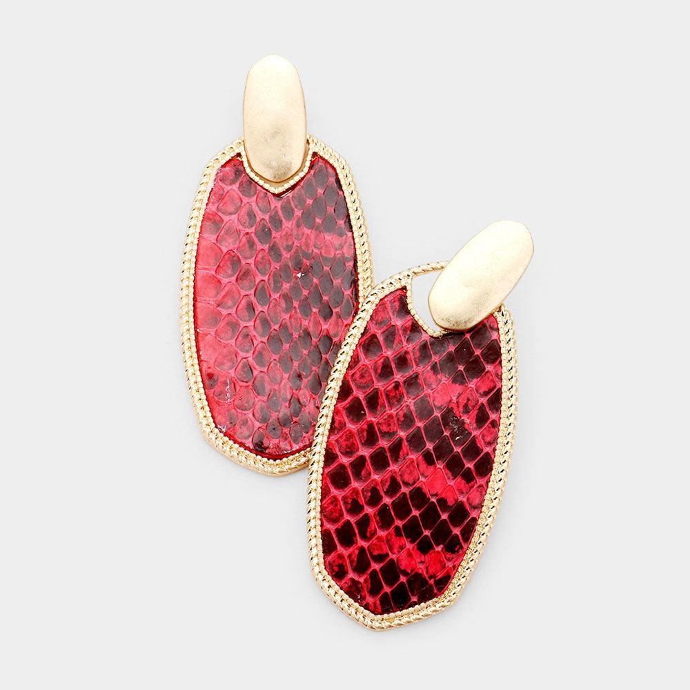 Red Faux Leather Dangle Earrings - Jewelry Store by Erik Rayo