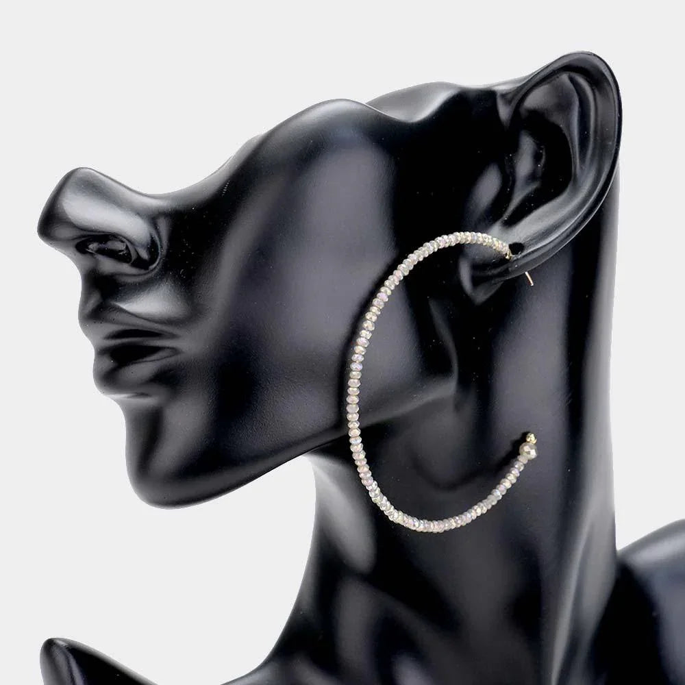 Gray Beaded Hoop Earrings - Jewelry Store by Erik Rayo