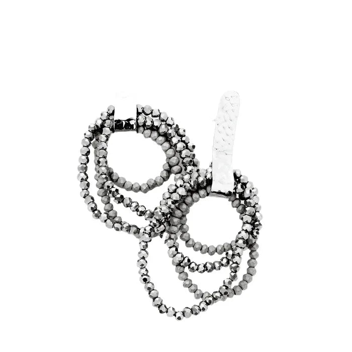 Hematite Hammered Bar Beaded Drop Earrings - Jewelry Store by Erik Rayo