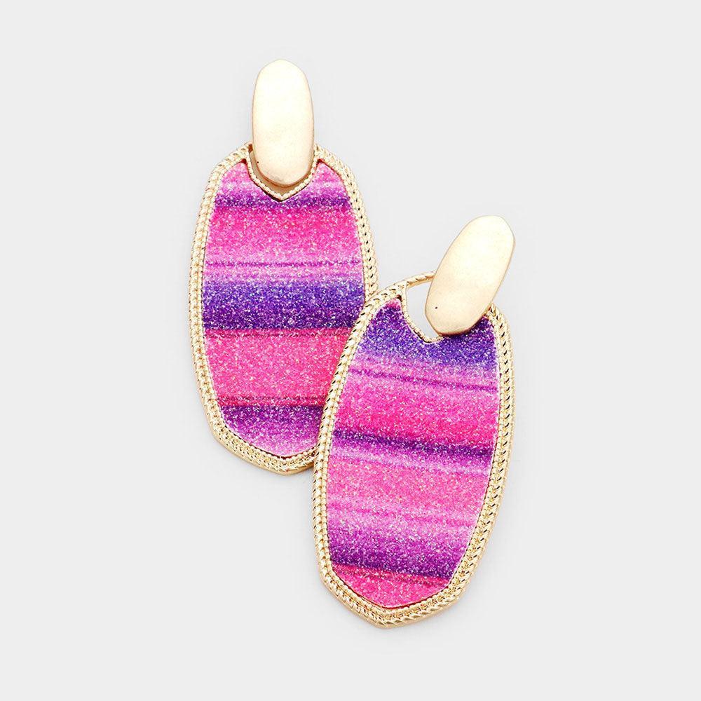 Pink Gold Metal Trim Serape Dangle Earrings - Jewelry Store by Erik Rayo