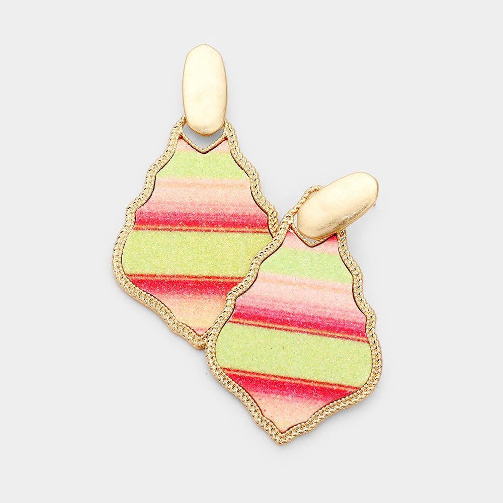 Yellow Gold Metal Trim Serape Dangle Earrings - Jewelry Store by Erik Rayo