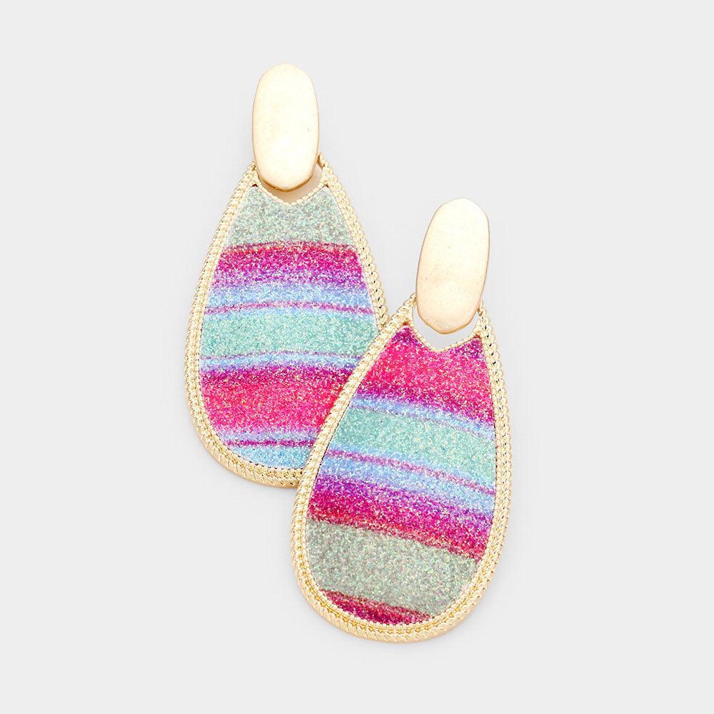 Gold Gold Metal Trim Teardrop Serape Dangle Earrings - Jewelry Store by Erik Rayo