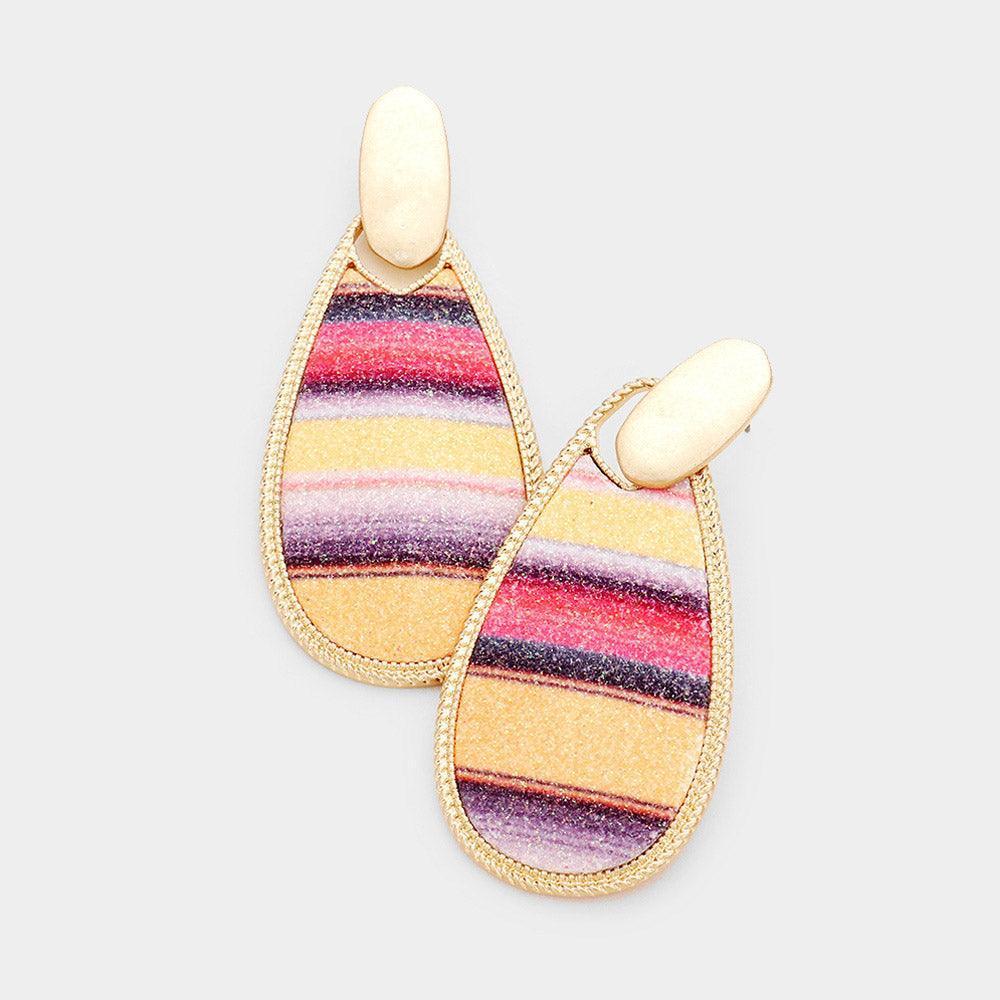 Yellow Gold Metal Trim Teardrop Serape Dangle Earrings - Jewelry Store by Erik Rayo