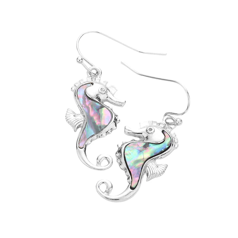 Abalone Seahorse Dangle Earrings - Jewelry Store by Erik Rayo