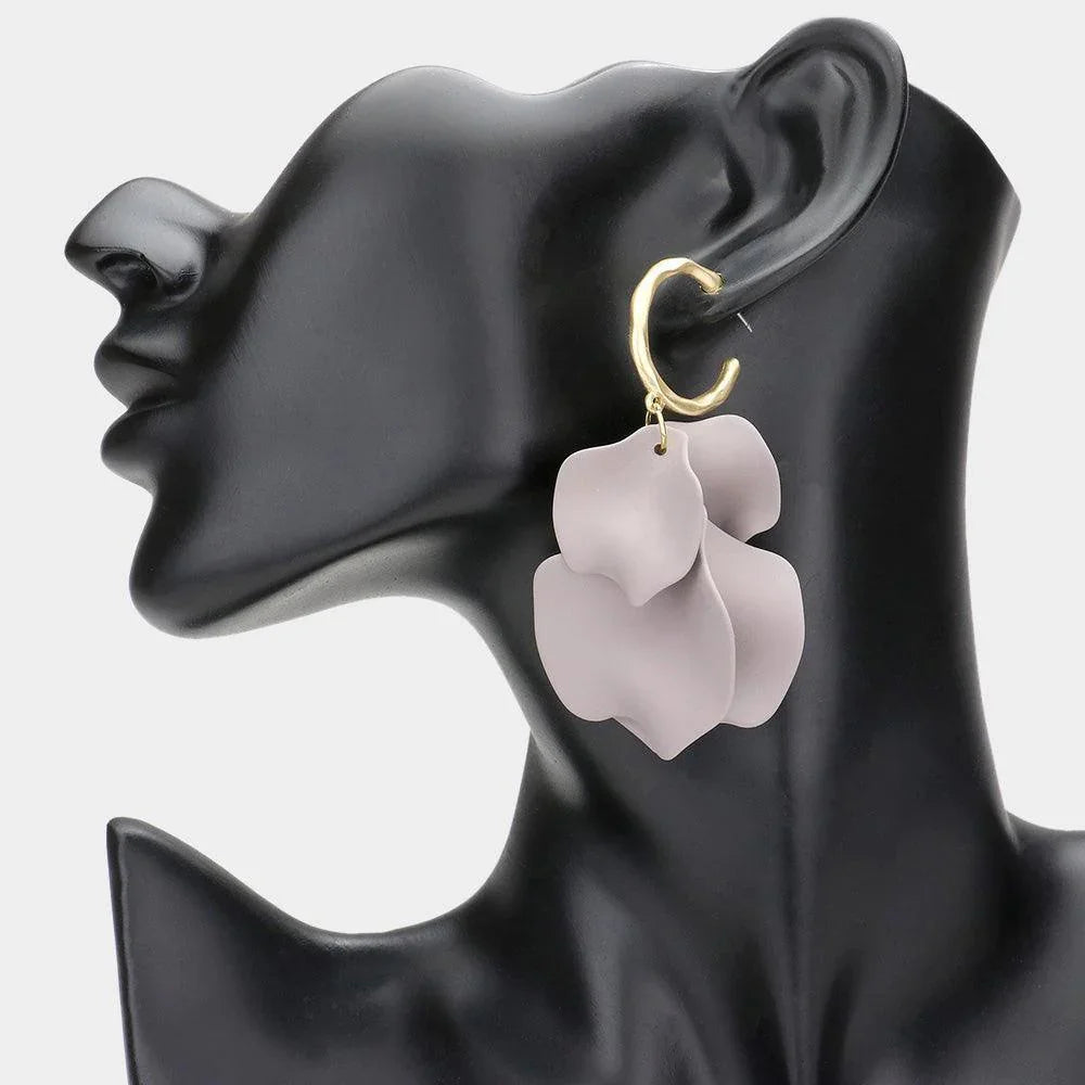 Metal Hoop Petal Link Dangle Earrings - Jewelry Store by Erik Rayo