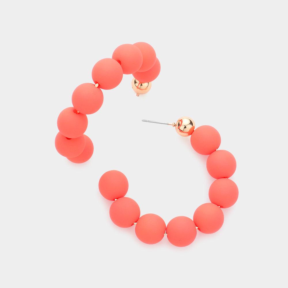 Orange Colored Ball Hoop Earrings