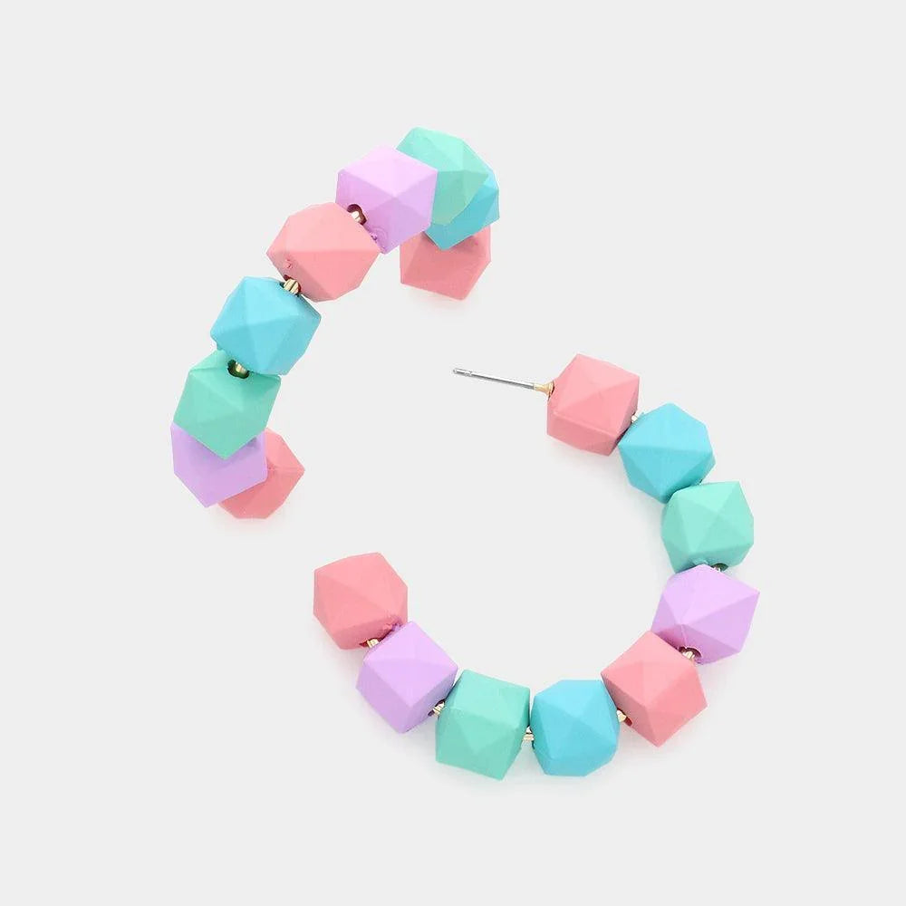 Colored Faceted Ball 1.8 Inch Hoop Earrings - Jewelry Store by Erik Rayo