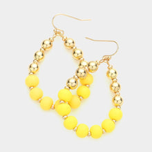 Load image into Gallery viewer, Yellow Colored Ball Pointed Open Teardrop Dangle Earrings
