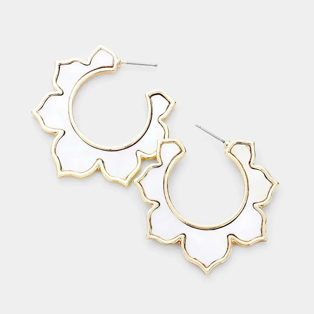 Gold Mother of Pearl Flower Earrings - Jewelry Store by Erik Rayo