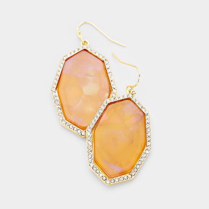 Gold Crystal Rhinestone Trim Celluloid Acetate Earrings - Jewelry Store by Erik Rayo