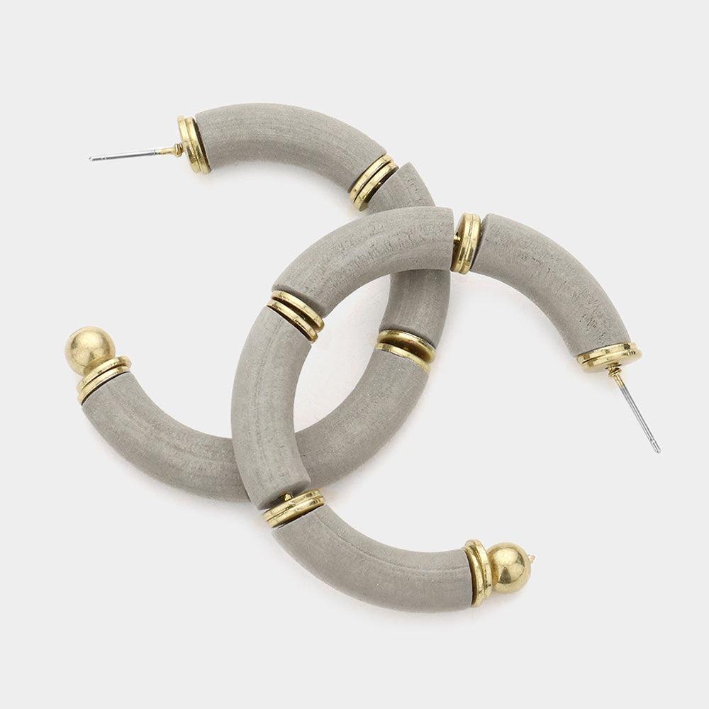 Gray Wood Hoop Earrings - Jewelry Store by Erik Rayo