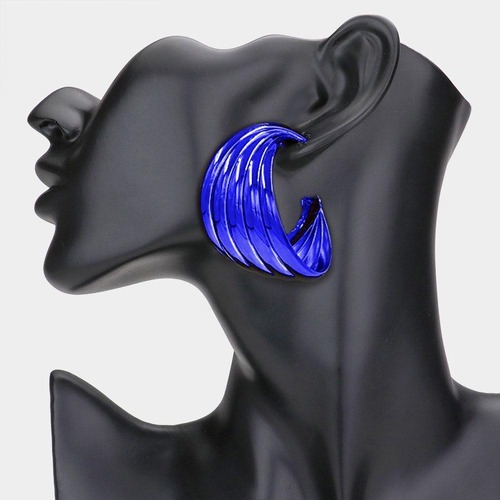 Blue Abstract Metal Earrings - Jewelry Store by Erik Rayo