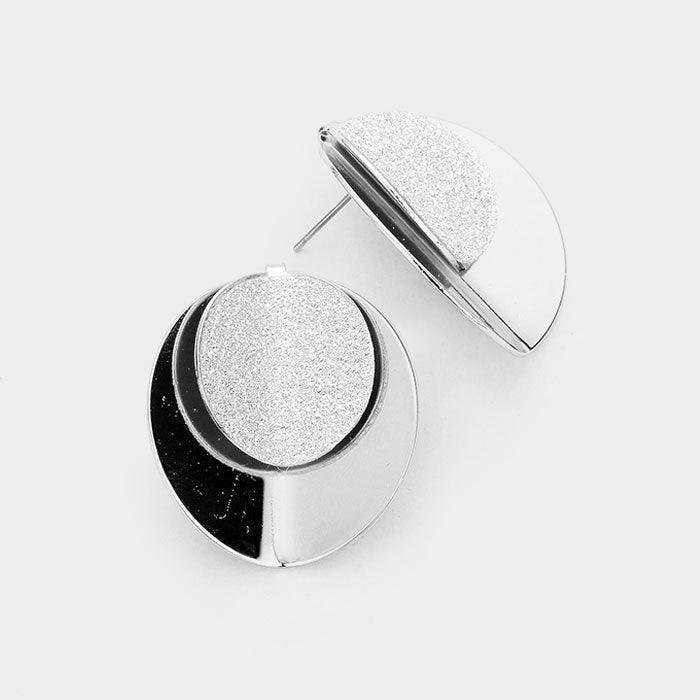 Layered Shimmering Fold Round Disc Stud Earrings - Jewelry Store by Erik Rayo