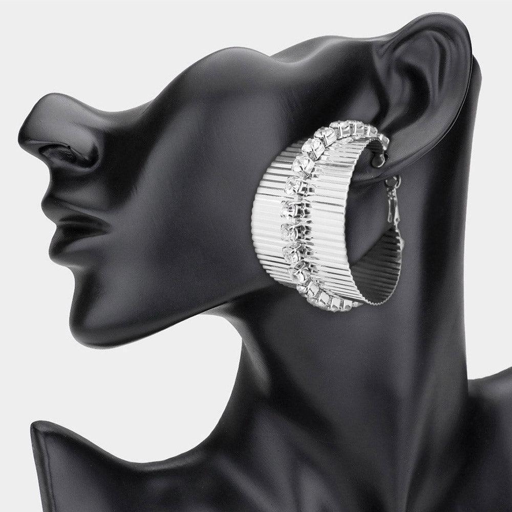 Stone Embellished Hoop Earrings - Jewelry Store by Erik Rayo