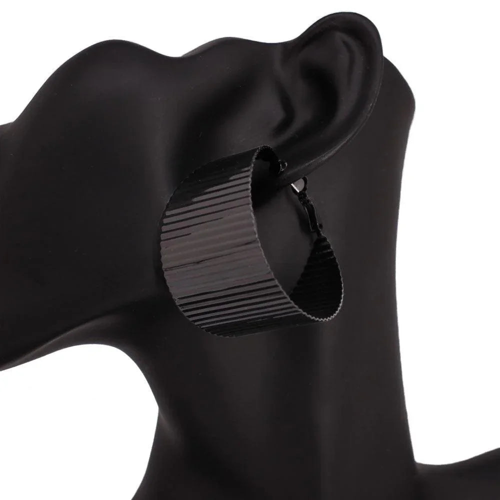 Black Textured Bold Metal Hoop Earrings - Jewelry Store by Erik Rayo
