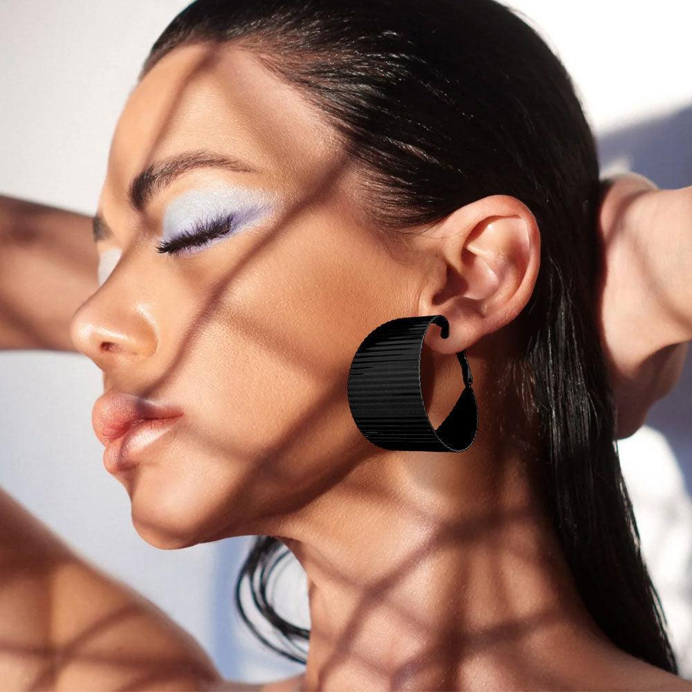 Black Textured Bold Metal Hoop Earrings - Jewelry Store by Erik Rayo