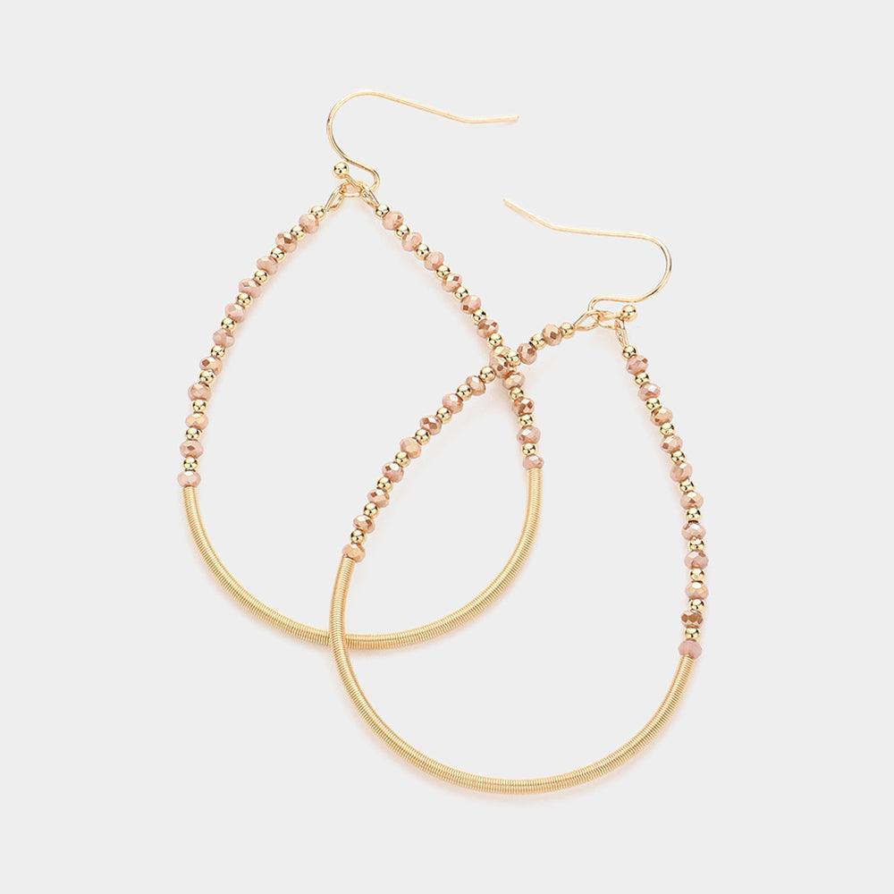 Brown Faceted Metal Ball Pointed Open Teardrop Dangle Earrings - Jewelry Store by Erik Rayo