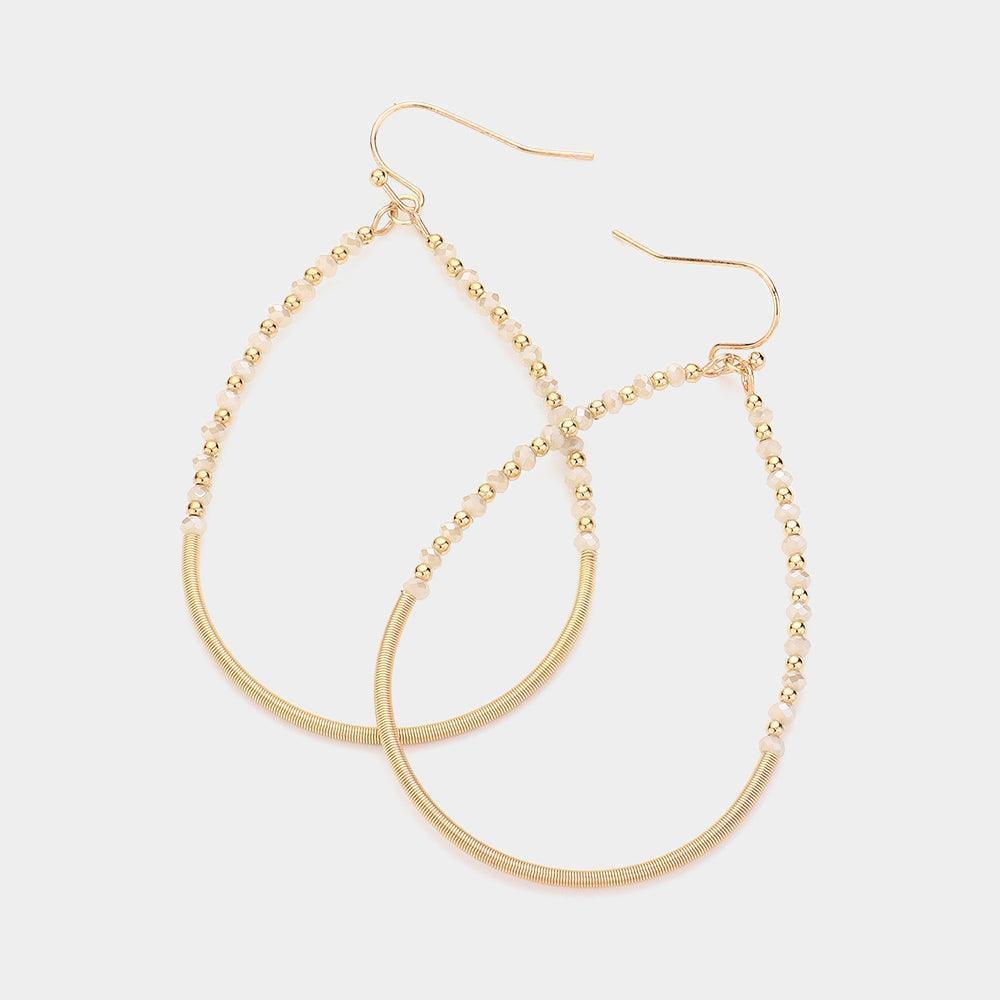 Faceted Metal Ball Pointed Open Teardrop Dangle Earrings - Jewelry Store by Erik Rayo