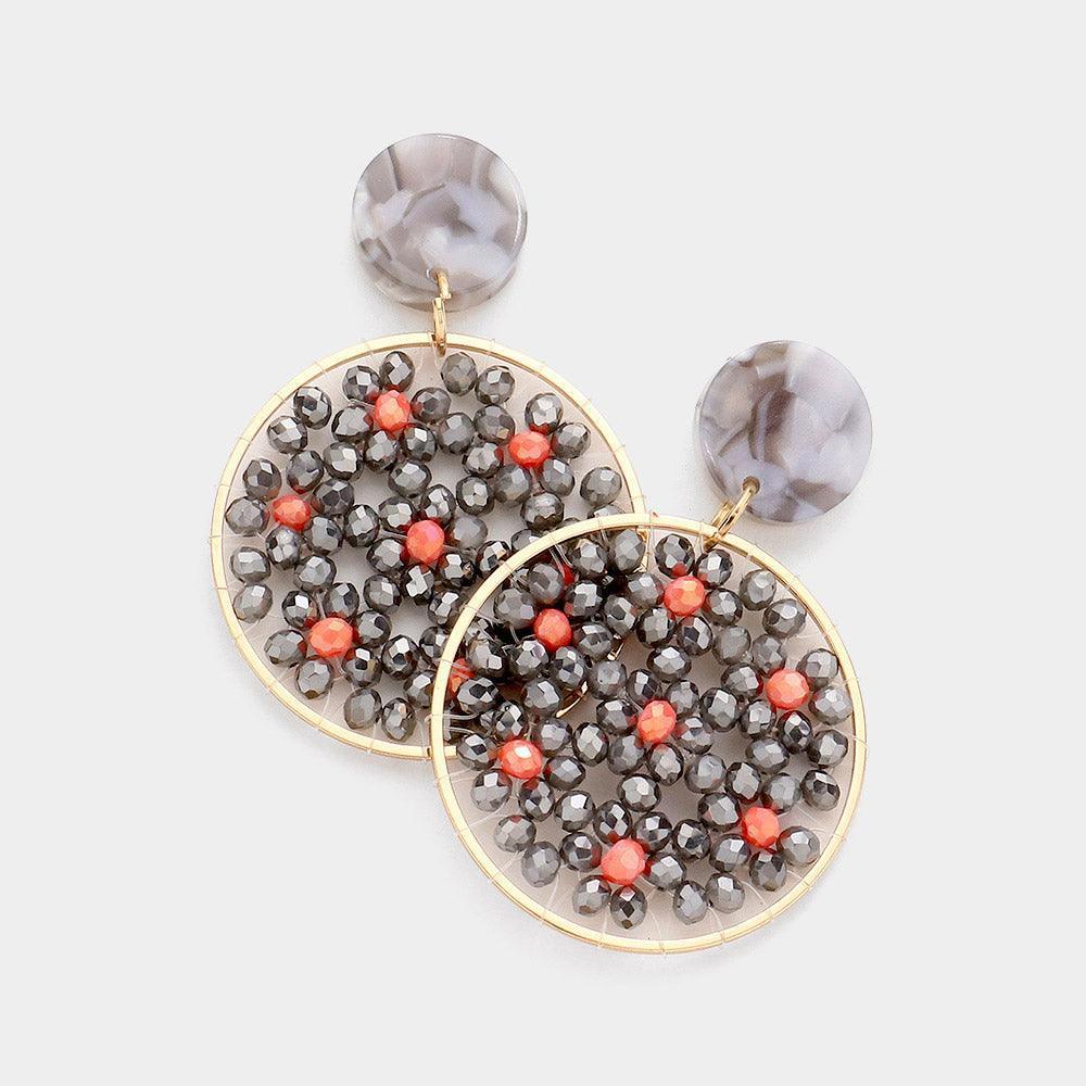 Celluloid Acetate Faceted Bead Round Link Dangle Earrings - Jewelry Store by Erik Rayo