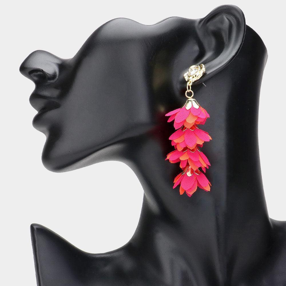 Flower Petal Link Dropdown Earrings - Jewelry Store by Erik Rayo
