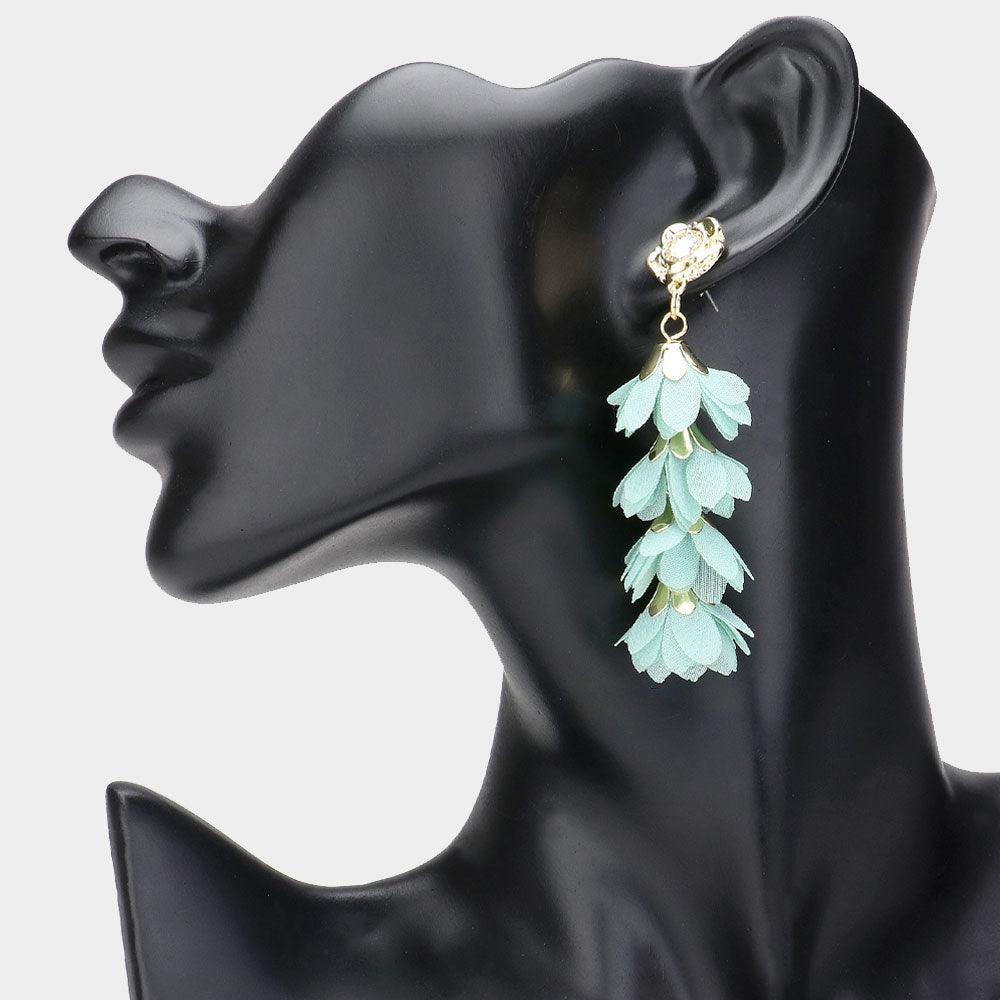 Flower Petal Link Dropdown Earrings - Jewelry Store by Erik Rayo