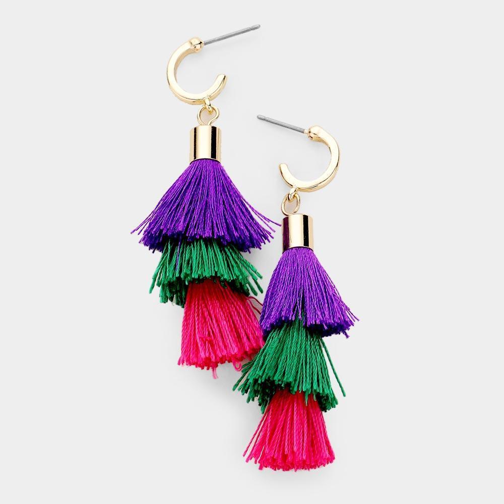Gold Multi Color Tassel Drop Earrings - Jewelry Store by Erik Rayo