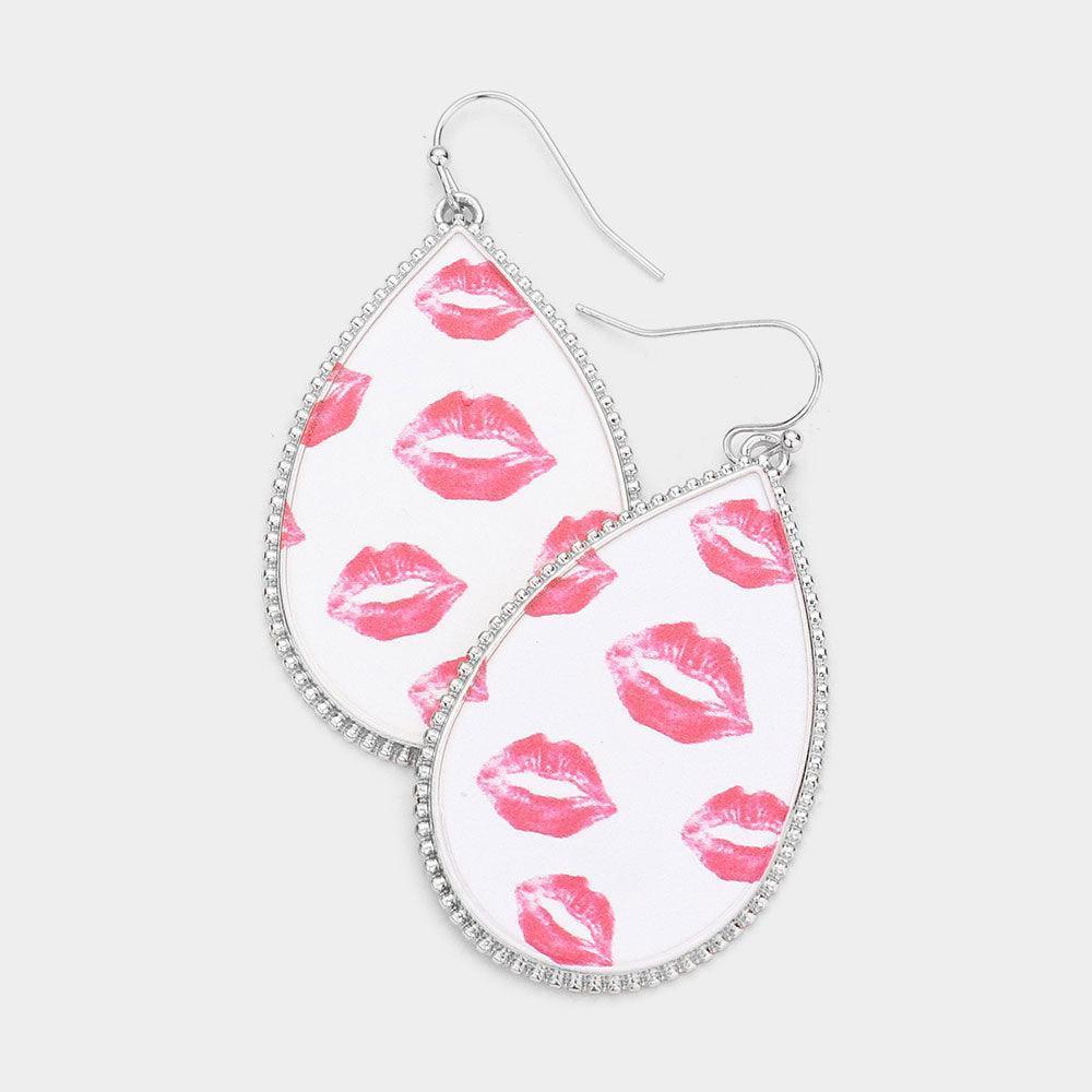 Lip Patterned Teardrop Dangle Earrings - Jewelry Store by Erik Rayo