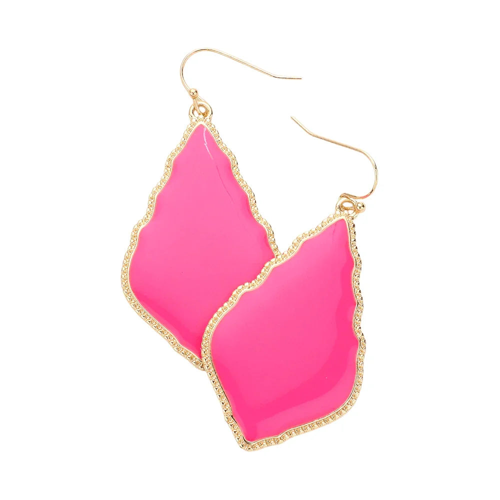 Fuchsia Enamel Petal Dangle Earrings - Jewelry Store by Erik Rayo