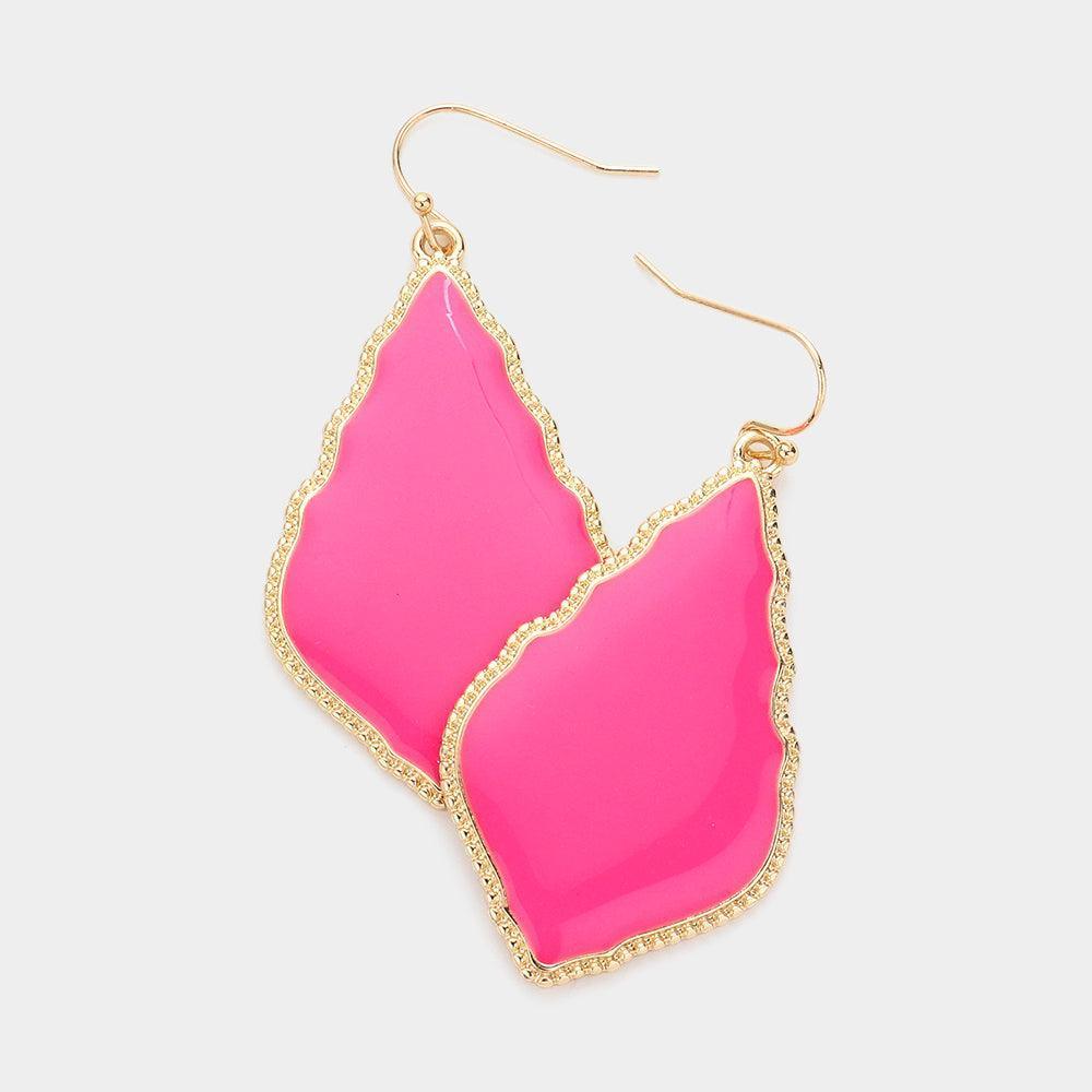 Fuchsia Enamel Petal Dangle Earrings - Jewelry Store by Erik Rayo
