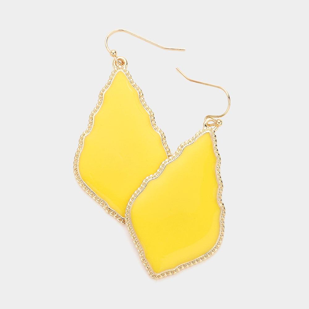 Yellow Enamel Petal Dangle Earrings