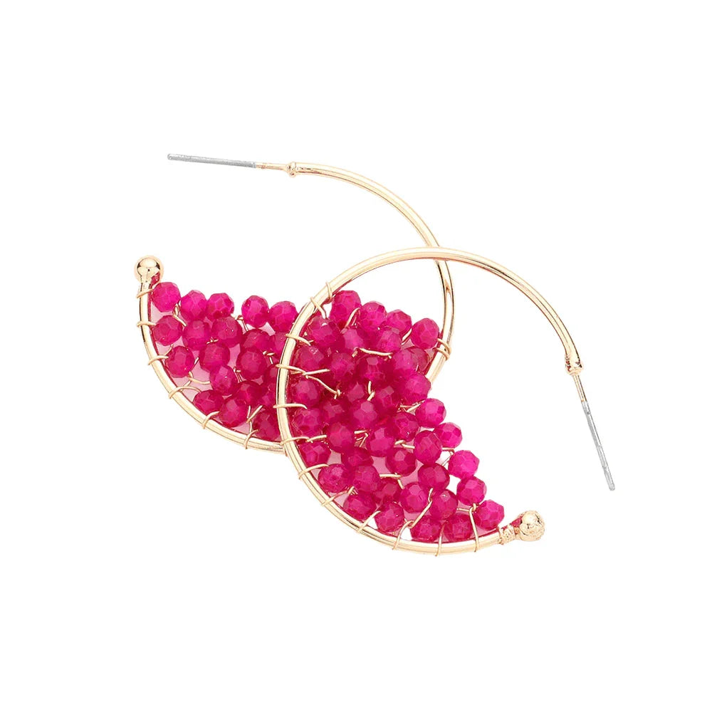 Red Faceted Beaded Hoop Earrings - Jewelry Store by Erik Rayo