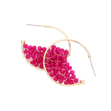 Load image into Gallery viewer, Red Faceted Beaded Hoop Earrings
