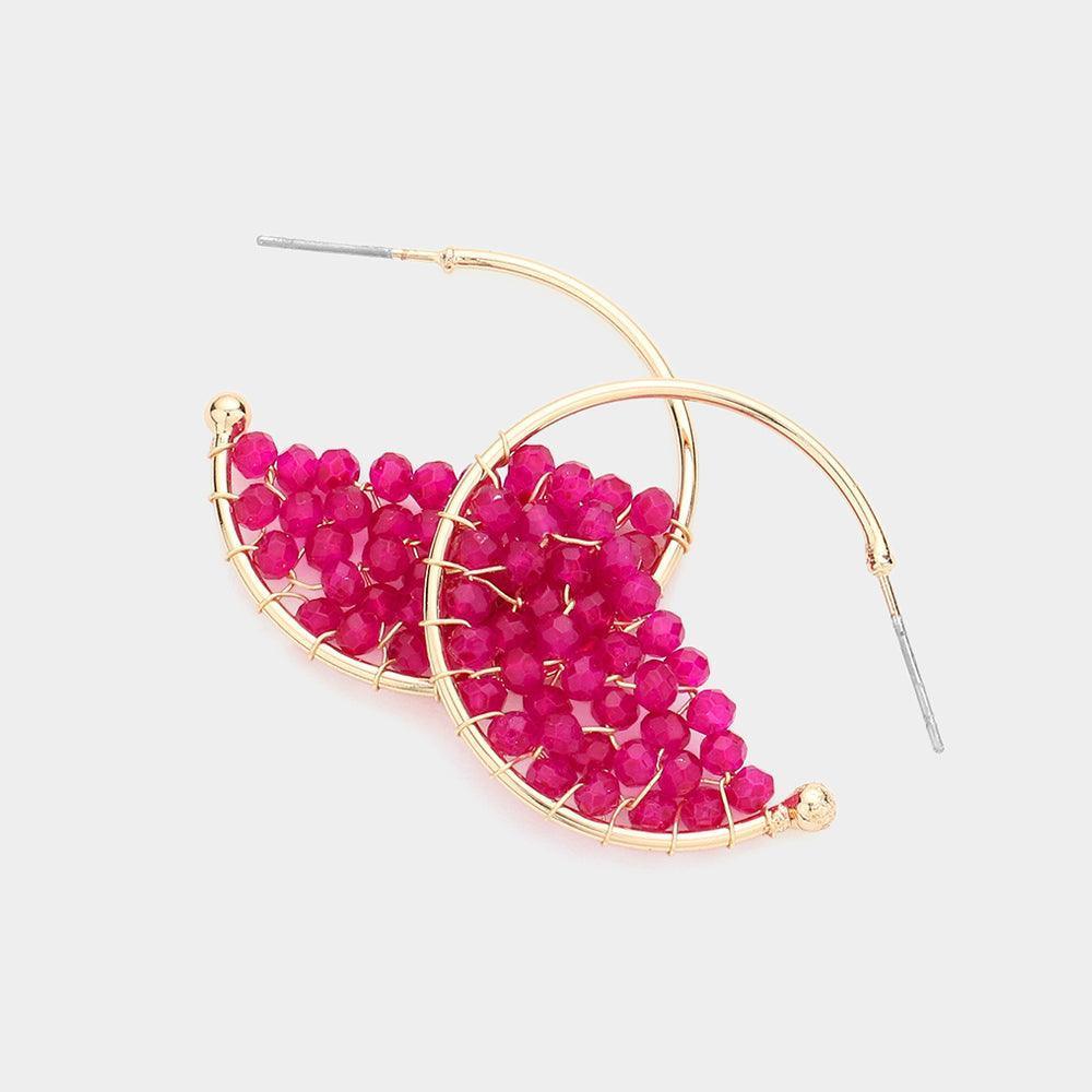 Red Faceted Beaded Hoop Earrings - Jewelry Store by Erik Rayo