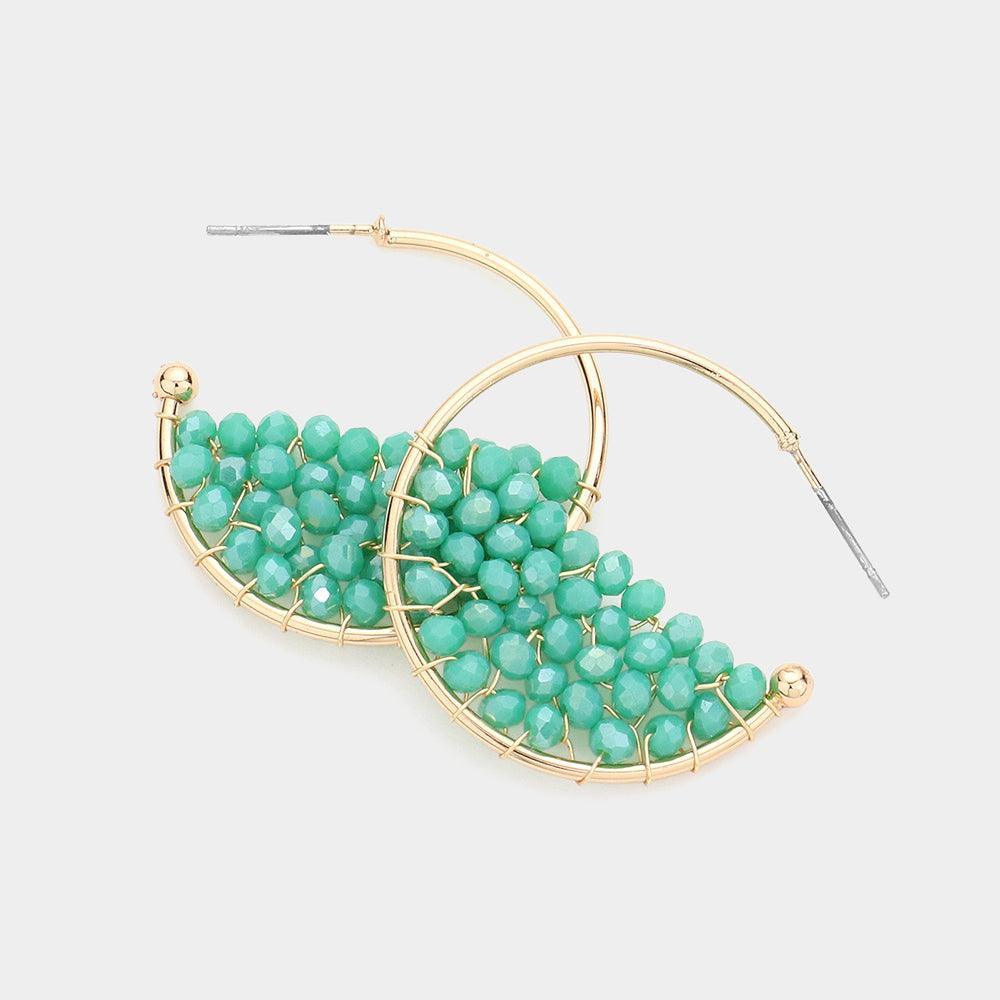 Turquoise Faceted Beaded Hoop Earrings - Jewelry Store by Erik Rayo