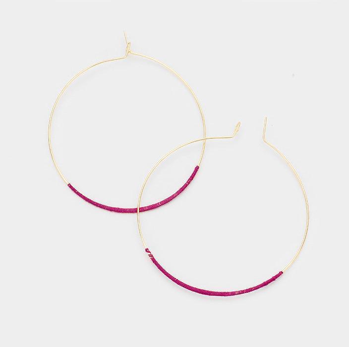 Purple Thread Wrapped Hoop Earrings - Jewelry Store by Erik Rayo