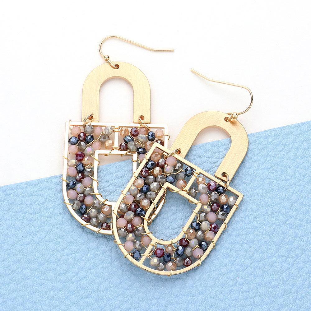 Faceted Beaded Geometric Dangle Earrings - Jewelry Store by Erik Rayo