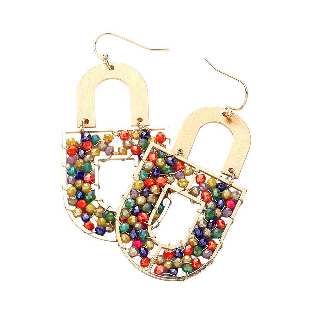 Faceted Beaded Geometric Dangle Earrings - Jewelry Store by Erik Rayo