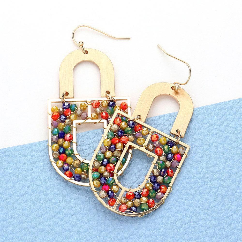 Faceted Beaded Geometric Dangle Earrings - Jewelry Store by Erik Rayo