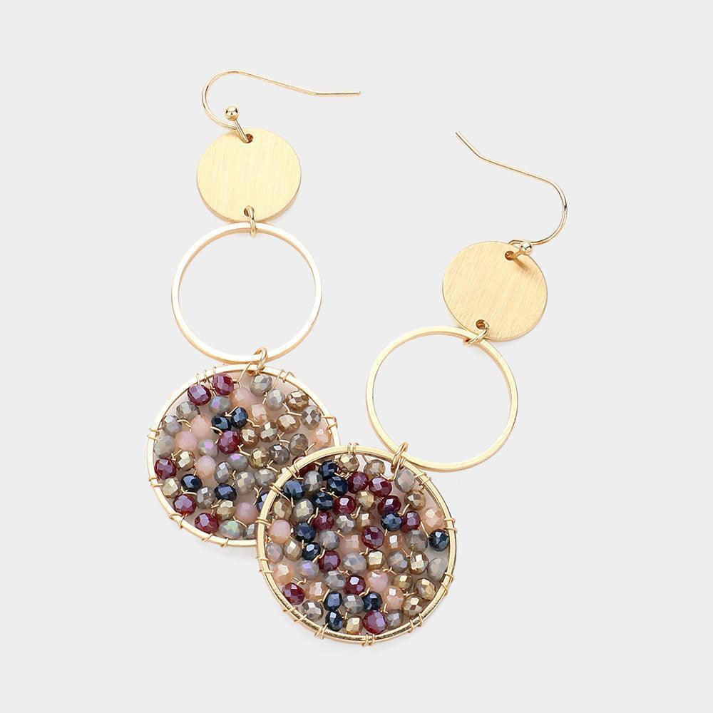 Faceted Beaded Abstract Disc Link Dangle Earrings - Jewelry Store by Erik Rayo
